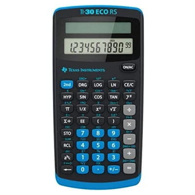 Image de Texas Instruments TI 30 ECO RS FC Schulrechner (Einzeiliges 10 stelliges Display, Solarbetrieb) Schwarz