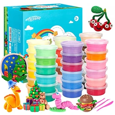 Image de 36 Couleurs d&#039;argile sèche à l&#039;air Libre Argile de modelage Ultra légère LCHM Magic Clay DIY Démarrage avec livret Projet et Outils modélisation Meilleur Anniversaire pour Les Enfants