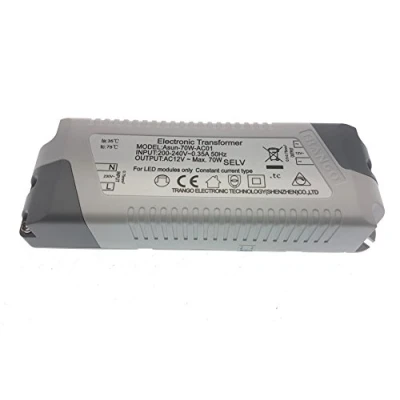 Image de Trango Transformateur LED ASUN 70 12 volts AC Puissance de sortie max.: 0,5 à Watt Transformateur, Alimentation basse tension, Driver pour ampoules MR16, GU5.3, G4, Stripe, Ruban, Lampes