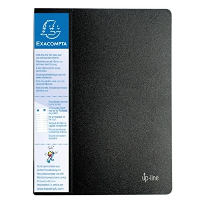 Image de Exacompta Réf. 88601E 1 Protège documents avec porte étiquette 3 faces Up Line 60 pochettes 120 vues pour A4 dimensions 24 x 32 cm couverture en polypro rigide opaque couleur noir