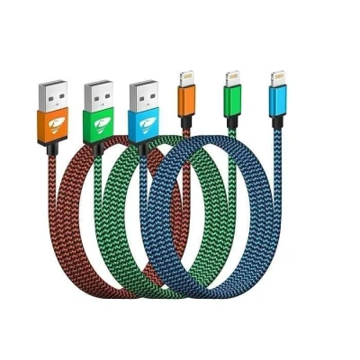 Image de Cable iPhone Chargeur [1m/Lot de 3] Lightning USB MFi Certifié Nylon Tressé Cordon Charge Rapide Fil Ultra