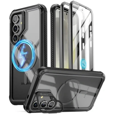 Image de Poetic Guardian Coque Compatible avec Galaxy S24+ Plus 5G 6,7&quot;, Support d&#039;appareil Photo intégré, Protecteur d&#039;écran Identification d&#039;empreintes digitales intégrale Hybride Antichoc et