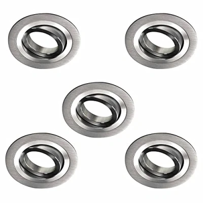 Image de 5 pcs Wonderlamp Spot Encastré Rond classique avec support d&#039;ampoule GU10, Angle d&#039;inclinaison 30, Ø9,3x2,5 cm, Aluminium