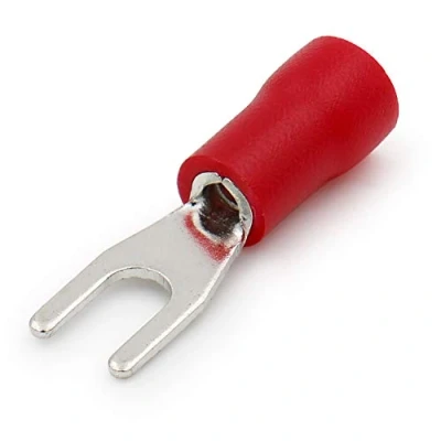 Image de Heschen Lot de 100 bornes à sertir isolées pour fil électrique SV1.253.5 Taille goujon #6 0,51,5 mm² (2216 AWG) Rouge