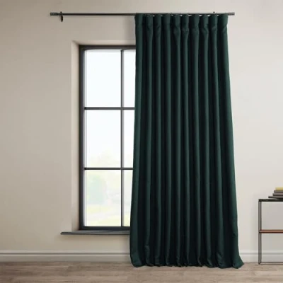 Image de HPD Half Price Drapes Rideaux occultants Extra Larges en Faux Lin pour Chambre à Coucher et Salon (1 Panneau), 254 x 243 cm de Long, Vert Focal
