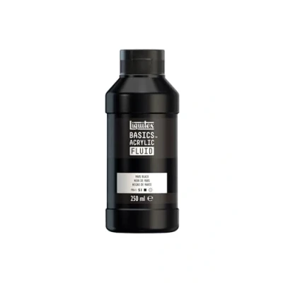 Image de Liquitex 8870429 Basics Fluid Peinture acrylique à consistance fluide, séchage rapide, résistante la lumière, imperméable, base d&#039;eau, Flacon de 250 ml, Noir Mars