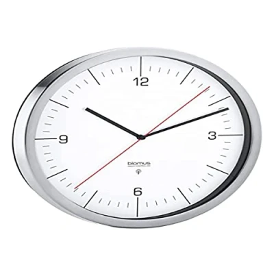 Image de Blomus CRONO Horloge Murale Radio pilotée en Acier Inoxydable Blanc Ø 24 cm
