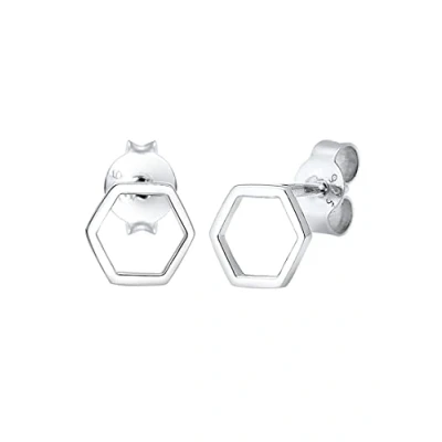 Image de Elli Hexagon GEO Boucles d&#039;oreilles, Femme, Taille: One Size, Silberfarben