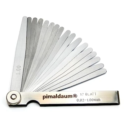 Image de Jauge d&#039;épaisseur PIMALDAUM® 17 lames, 0,02 1,00 mm, selon DIN 2275, acier au manganèse pour une mesure et un contrôle simples précis des largeurs de jeu, épaisseurs distances/espaces