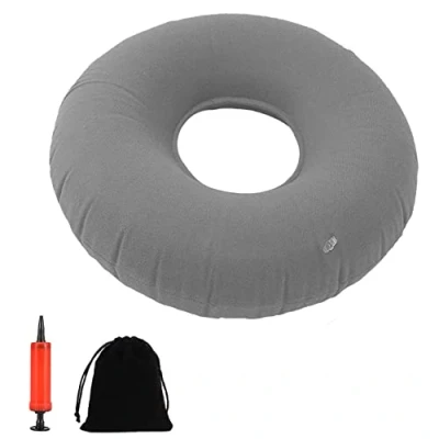Image de Bouee Coccyx Coussin pour Hémorroïdes Gris 1 pièce Hemorroide D&#039;assise Donut avec Pompe l&#039;inflammation et Les Problèmes du Ergonomique Assise