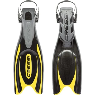 Image de CRESSI Frog Plus Fins Black/Yellow L/XL Palme Réglables de Plongée, Noir/Jaune, Unisexe Adulte