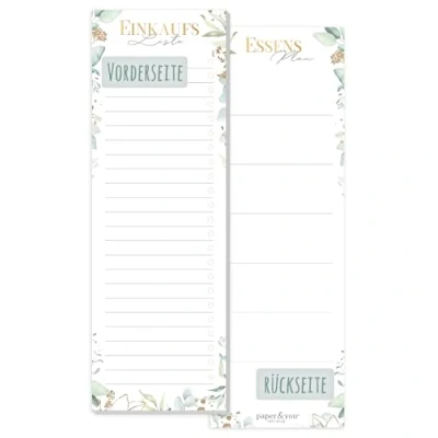 Image de Trendstuff by Häfft Liste de courses Bloc [feuille doré] avec aimant, 50 feuilles en format portrait notes planificateur repas (sur le dos) Durable et neutre au climat