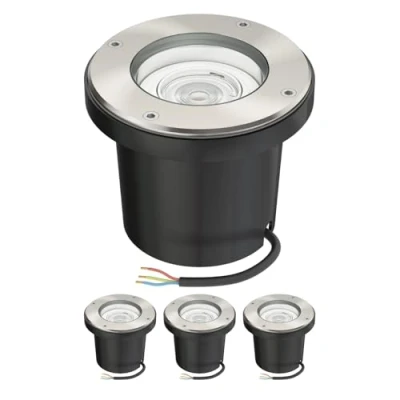 Image de ledscom.de 4 pièces luminaire encastré dans le sol BOFU pour l&#039;extérieur orientable inox rond IP67 150mm Ø incl. lampe LED (blanc, 5,3W, 504lm, 50)