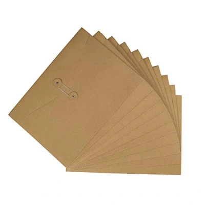 Image de A4 Sac de Fichier en Papier Kraft,10 Stück Enveloppe Document Dossier avec Ligne Boucle, Epais File Folder Porte documents Pochette Rangement à Fournitures Scolaire Bureau