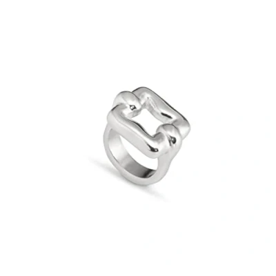 Image de UNOde50 Bague plaquée argent en forme de maillon carré