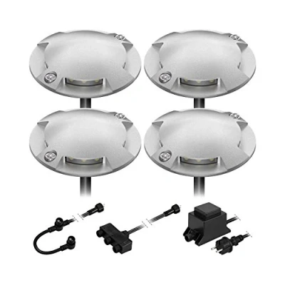 Image de ledscom.de Lampadaire LED Bunda, 4 lampes, pour l&#039;extérieur, passable, blanc chaud, lot de