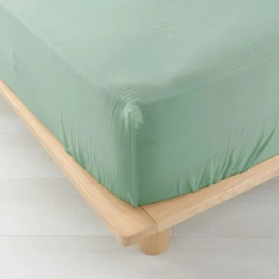 Image de douceur d&#039;intérieur, Drap Housse (160 x 200 cm) Angelia Sauge, Gaze de Coton
