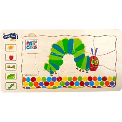 Image de Small foot 10431 Puzzle à étages &quot; la chenille qui fait des trous&quot; en bois, 5 couches avec motifs différents, partir de 3 ans