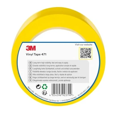 Image de 3M Ruban adhésif vinyle 471 haute performance, jaune, 50 mm x 33 m