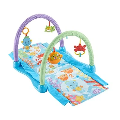 Image de Fisher Price Tapis Musical d&#039;éveil et d&#039;activités 2 en 1 Hippocampe pour bébé, Jouets Animaux Marins Suspendus, Tunnel à Traverser, dès la Naissance, DRD92, Multicolore