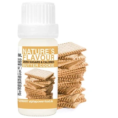 Image de ALPHAPOWER FOOD Arôme alimentaire naturel biscuit au beurre I liquide gouttes aromatisantes et édulcorant sans sucre, 1x10ml goût délicieux, vegan liquid sweetener Flavour Drops, Flavdrops