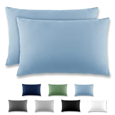 Image de REDKEY Taie Oreiller 50x80 Bleu Clair Lot de 2 Taies d&#039;Oreillers 50 x 80 Carré en Microfibre Brossée, Housse Coussin avec sa Fermeture à Rabat (sans Éclair)
