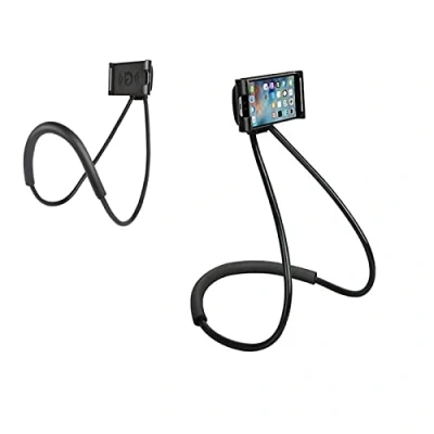 Image de Support Telephone,360 Rotatif Autour Cou Flexible Mobile Phone Holder Stand Lazy Bracket pour lit Multifonction Smartphone Bureau Réglable (Noir)