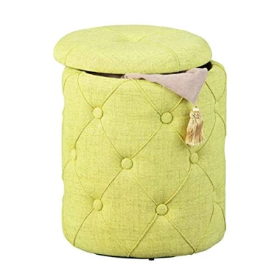 Image de Inter Link Tabouret de Rangement à Linge avec Espace Jaune Tissu matelassé Yapak