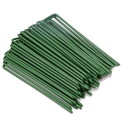 Image de Lot de 40 piquets jardin en acier pour sécuriser la pelouse forme U lutter contre les mauvaises herbes, tissu paysager, gazon artificiel, filet 15,2 cm