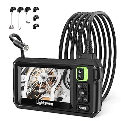 Image de Endoscope Industriel HD 1920p, numérique Lightswim étanche 4,3&quot; écran LCD caméra d&#039;inspection Serpent avec 8 lumières LED, câble Semi Rigide de 5 m