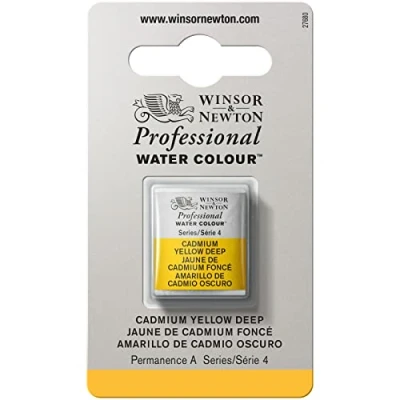 Image de Winsor &amp; Newton Aquarelle Professionnel Peinture Aquarelle, Haute Luminosité, Résistante à la Lumière, Qualité Archive, Demi Godet, Couleur Jaune de Cadmium Foncé ROW