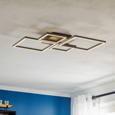 Image de Briloner Plafonnier LED Frame, Step dim, 4 lampes en bois