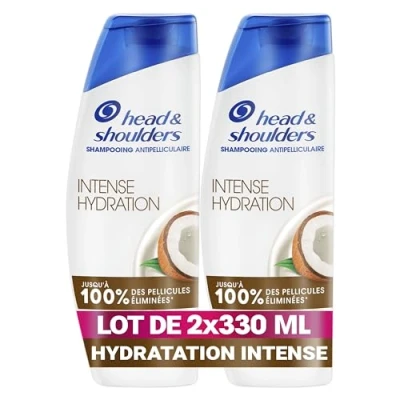 Image de Head &amp; Shoulders Intense Hydration Shampoing Antipelliculaire 2x330ml à l&#039;Huile de Coco; Usage Quotidien; Jusqu&#039;à 100% des Pellicules Éliminées, Cliniquement Prouvé; Tous Types Cheveux