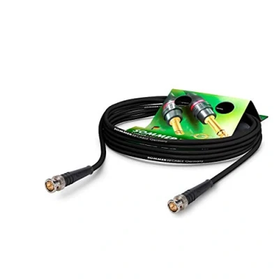 Image de Sommer Cable BNC Coaxial Video 75 Ω HD/3G/6G/12G SDI / 4K UHD SC Vector 0.8/3.7 BNC/BNC Hicon Black 32ft (10m) Made in Germany by