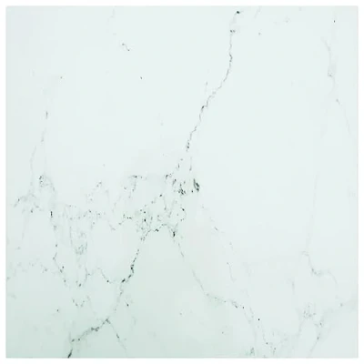 Image de vidaXL Dessus de Table Remplacement Salle à Manger Rechange Basse Blanc 70x70 cm 6 mm Verre Trempé avec Design Marbre