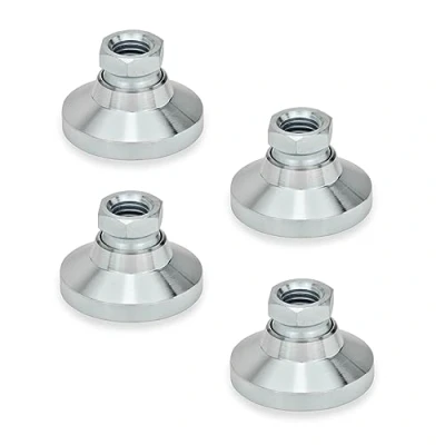 Image de Ganter la norme Éléments Pieds poignet avec filetage femelle, Lot de 4, argent, GN 343.125 M6 os