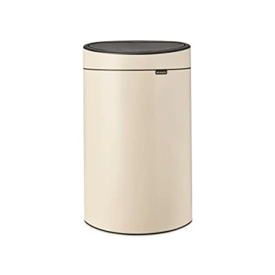 Image de Brabantia Touch Bin 40L Grande Poubelle pour la Cuisine Ouverture Soft Seau Intérieur Amovible Antidérapant Recyclage Facile Sacs Poubelles Inclus Beige 44 x 30 73 cm