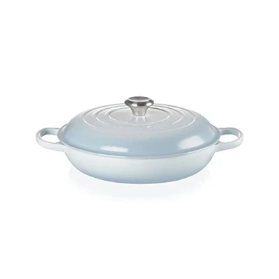Image de Le Creuset Faitout Signature en Fonte Émaillée, Rond, 30cm, 3,2 L, 5,555 kg, Bleu Méditerranée, 21180304202430