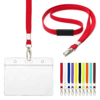 Image de CKB LTD Lot de 10 cordons sécurité avec porte cartes joint d&#039;étanchéité transparent, supports étanches, étiquette nom, badges portefeuille en plastique pour le travail, les événements p