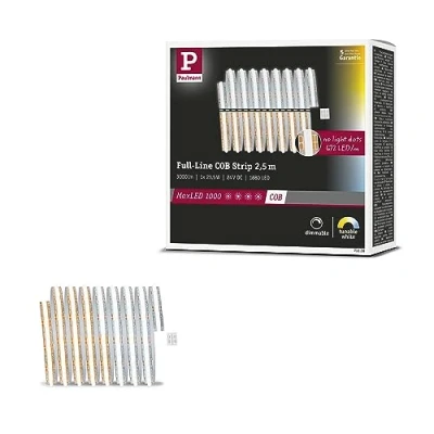 Image de Paulmann 71116 MaxLED 1000 Strip Full Line COB 2,5m 23,5W 1200lm/m 672LEDs/m Tunable White Bande LED Extensible, Matière Plastique, 23.5 W, Argent