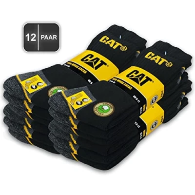Image de CAT Caterpillar 12 Paires REAL WORK SOCKS chaussettes de travail femmes hommes d&#039;affaires bas taille 35 50 (35 40, Noir)