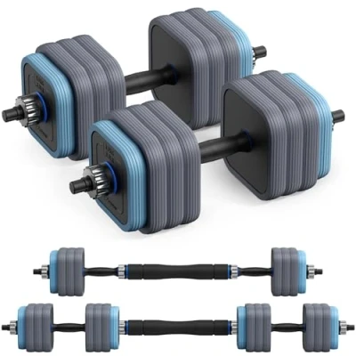 Image de Merach Haltère Réglable, Haltères Musculation avec Barres Raccordées, 3 in 1 Haltere Reglable, Dumbbells Poids Musculation, Pour La Fitnesse, l&#039;haltérophiliela Gym à Domicile 30KG