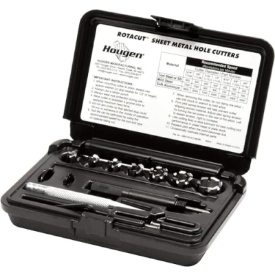 Image de Hougen RotaCut 11075 Kit de fraises en acier rapide 5/16&quot;, 3/8&quot;, 7/16&quot;, 1/2&quot;, 9/16&quot;, 5/8&quot;, 3/4&quot;, 1/4&quot;, finition brillante, tige 3/8&quot;