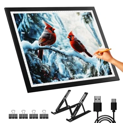 Image de Tablette Lumineuse A3,42x32 cm Table Dessin,Table A3 3 modes d&#039;éclairage de couleur, tableau lumineux avec 10 niveaux luminosité en continu Support