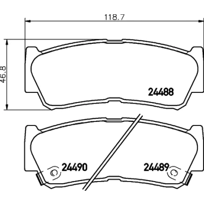 Image de HELLA 8DB 355 013 081 Jeu de plaquettes frein avec indicateur d&#039;usure accessoires HYUNDAI: Santa Fe 2, I, H 1 / Satellite MPV