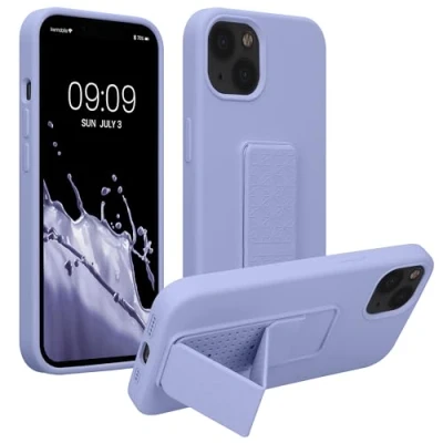 Image de kwmobile Coque Compatible avec Apple iPhone 13 Housse Support Doigt en TPU Silicone Protection Fonction Lavande