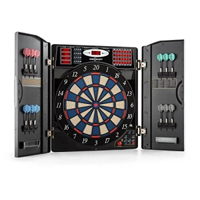 Image de Oneconcept Masterdarter Cible fléchette, Jeu de Jeux fléchette électronique, PC, 38 Jeux, 211 Variantes, Jusqu’à 16 Joueurs, Affichage LED, Pointe Douce Argent