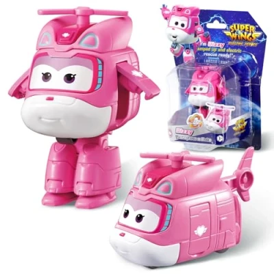 Image de Super Wings Jouets Transformer Dizzy, Figures d&#039;action 2 en 1, Jouet Robot Avion 5cm, Transformateur pour Garçons et Filles à partir de 3 Ans, Rose