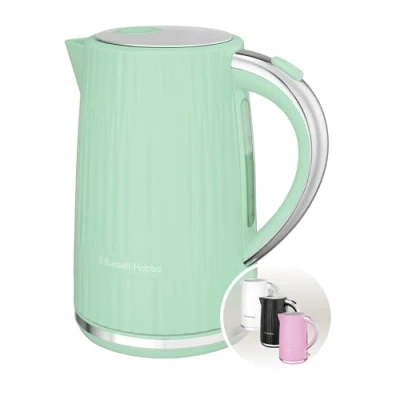 Image de Russell Hobbs Bouilloire électrique (Eau chaude, thé, café, 1,7 L, couvercle à ouverture par pression, bec verseur parfait, filtre amovible et lavable, voyant lumineux, pistache, 2400W) Eden 27364 70