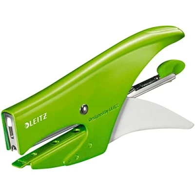 Image de Leitz Pince Agrafeuse, Capacité 15 Feuilles, Corps en Métal Ergonomique, Agrafes Incluses, WOW, Vert, 55312054